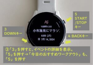 GarminWatchのウイジット一覧のプライマリレース画面