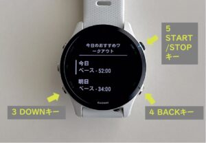 GarminWatchの今日のおすすめワークアウトの練習メニュ一週間画面